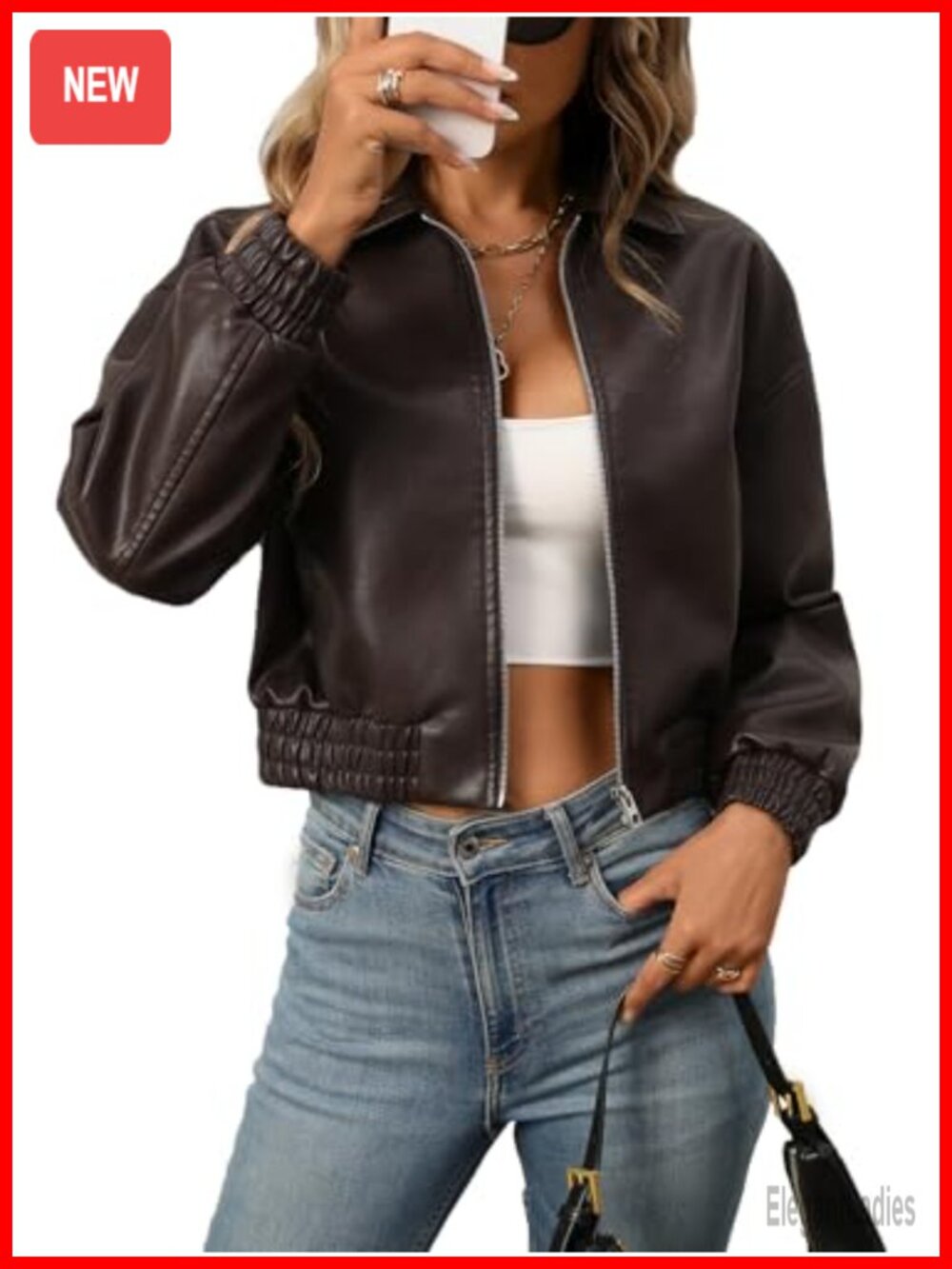 Women's Faux Leather Bomber Jacket Zip Up Baseball Collar Streetwear